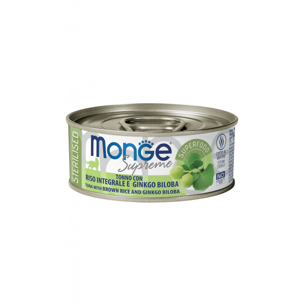 Monge Supreme Sterilised Tonno Riso Integrale e Ginko Biloba 80gr Alimento umido per Gatti Monge Supreme Sterilised Tonno Riso Integrale e Ginko Biloba 80gr Alimento umido per Gatti